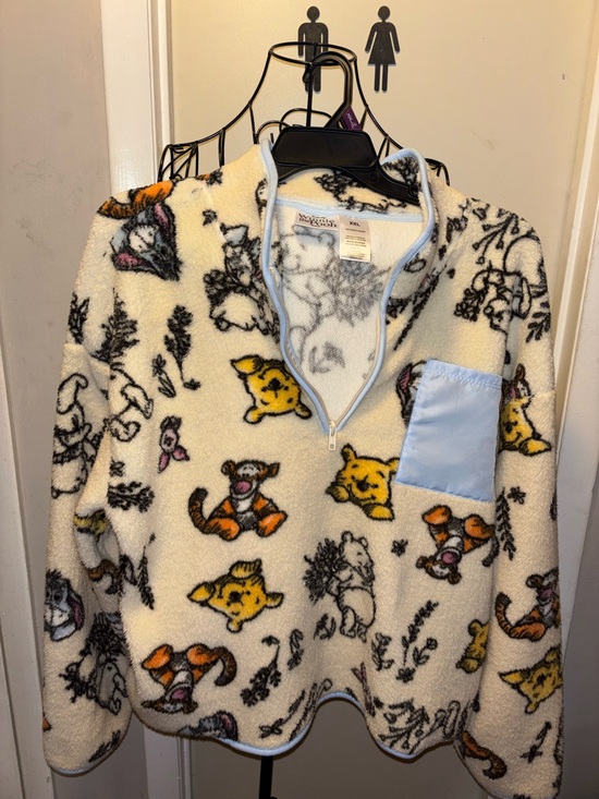 Disney Sweaters - Womens Disney Winnie the Pooh Fleece Pullover in Cream, Yellow, Orange, Blue